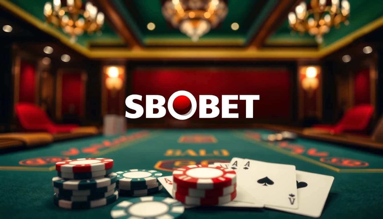 Memenangkan taruhan SBOBET dengan kartu dan chip di meja kasino yang elegan.