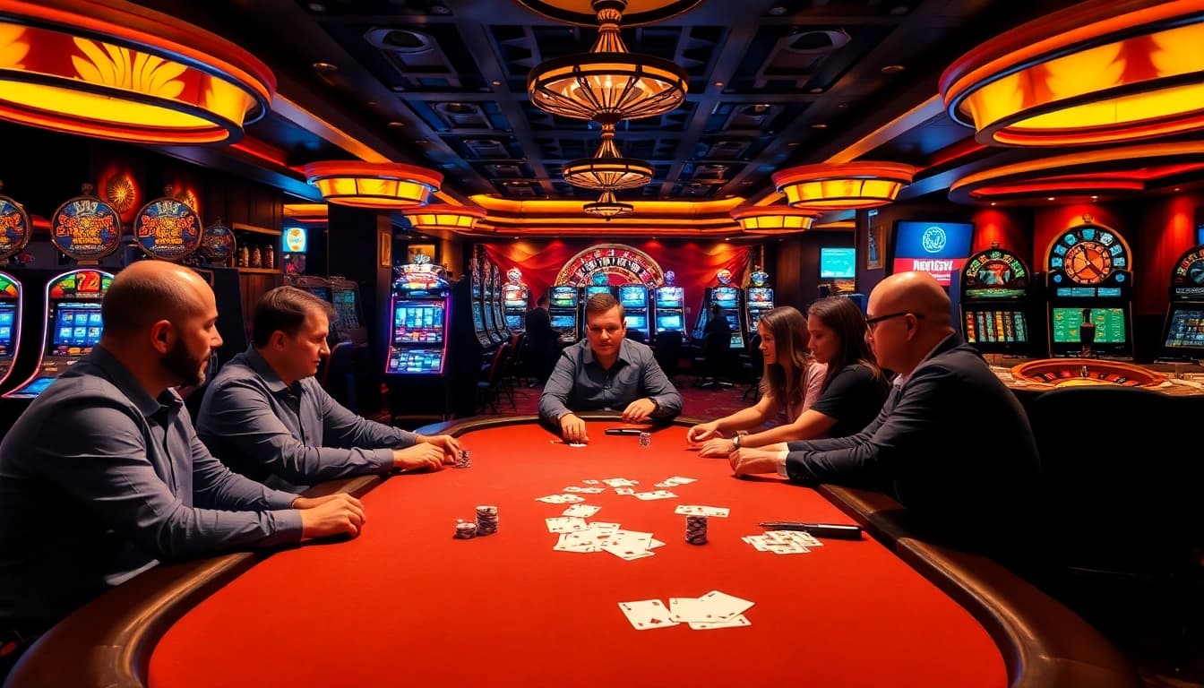 Players celebrating a win while engaging in poker at https://tg88u.com/ casino, showcasing excitement and camaraderie.