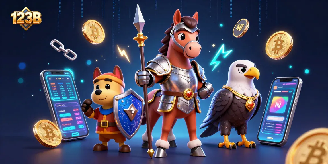 Spin to win with 123B in an immersive casino scene featuring 3D characters and crypto elements.