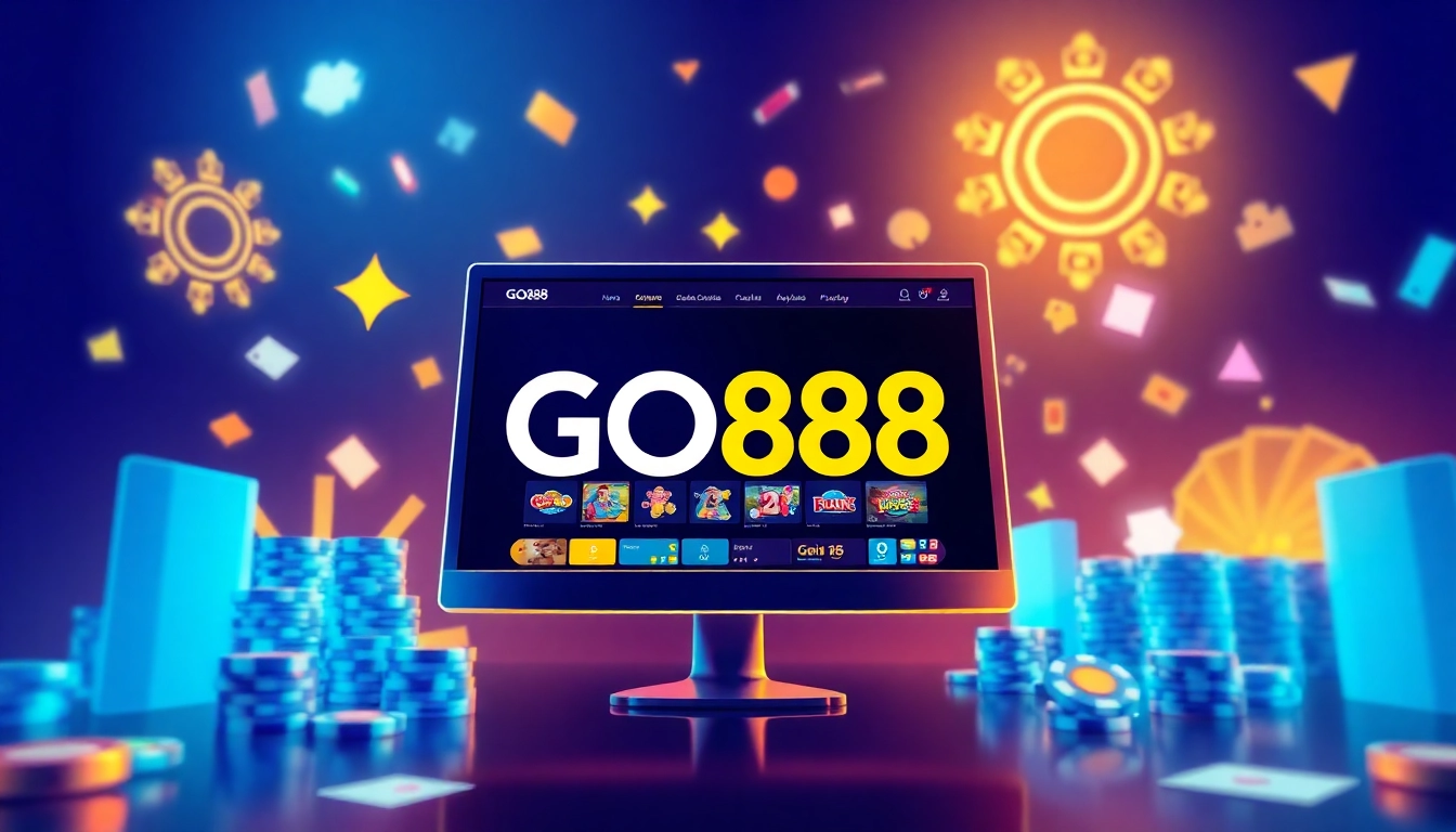 GO88 interface displayed on a computer screen with gaming elements, showcasing excitement and trust.
