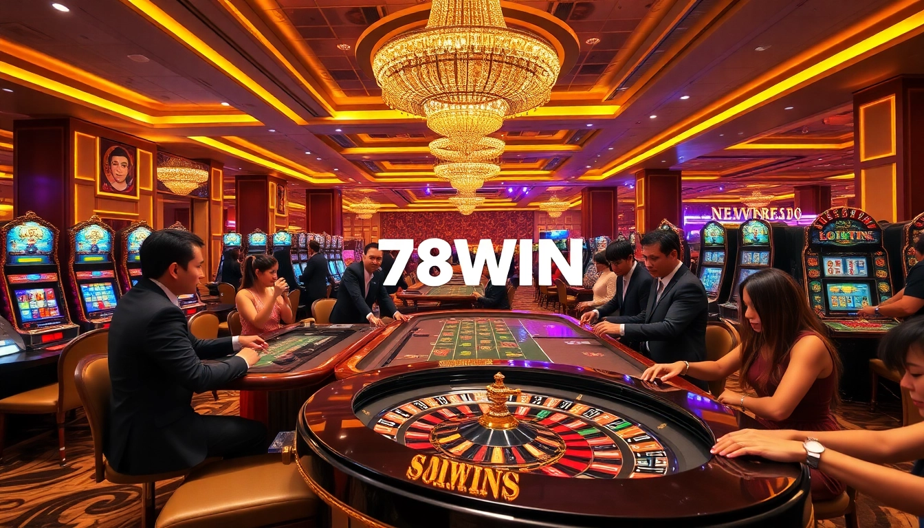 Experience exhilarating gameplay at 78WIN with vibrant casino tables and engaged players.