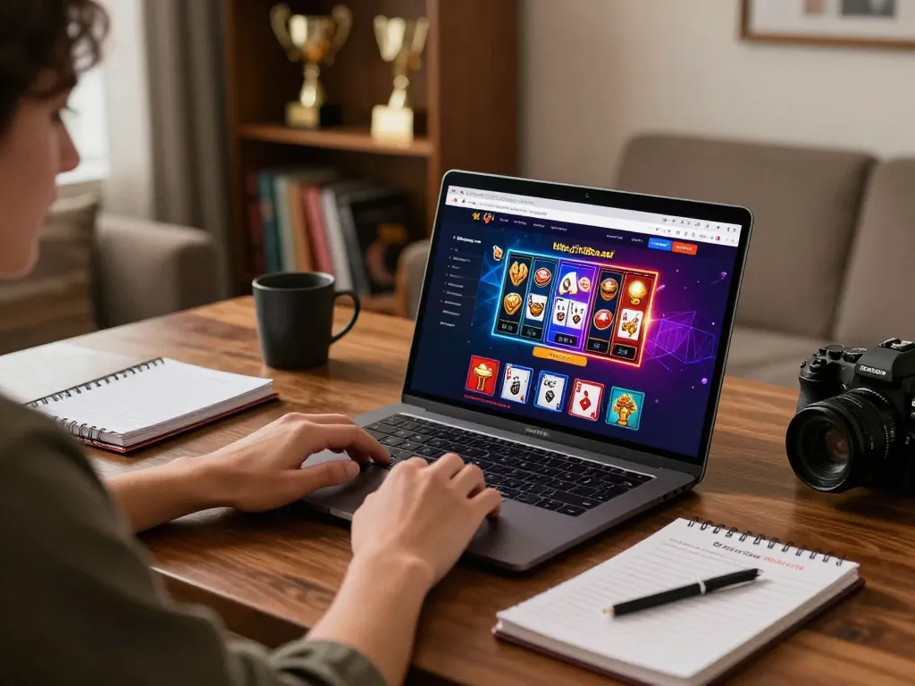 Engaged player using https://rr88co.net/ with warm lighting in a cozy home gaming setup