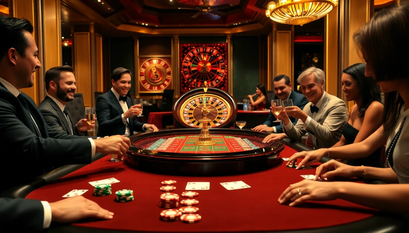Players enjoying a thrilling poker game at the luxurious 99 ok casino table, featuring vibrant chips and cards.
