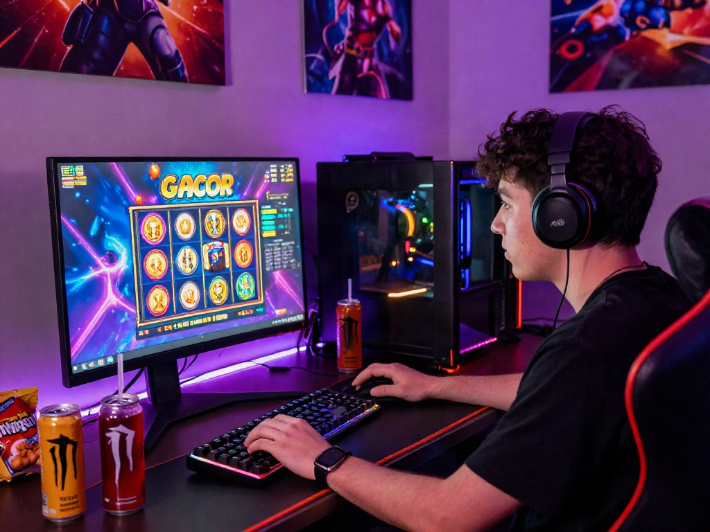Exciting slot gacor gaming scene with dynamic visuals and immersive atmosphere.
