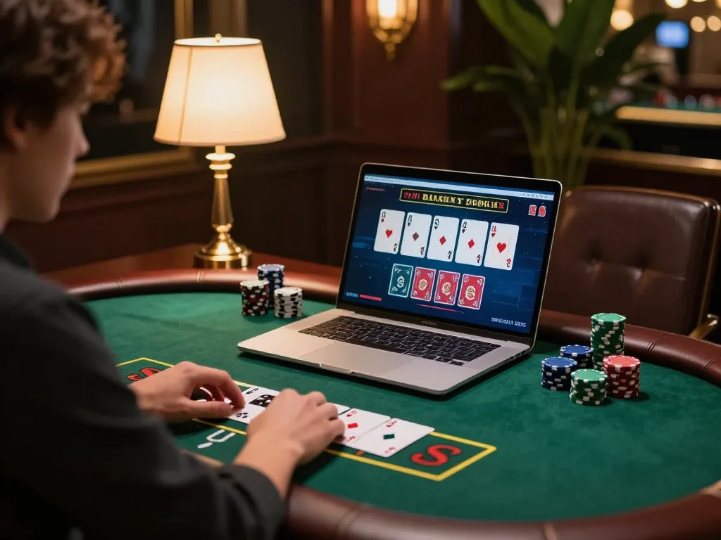 Player strategizing in an online casino game on alo8, showcasing a live blackjack table.