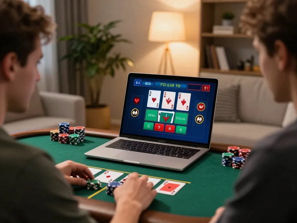 Toto8 link alternatif shows thrilling live dealer blackjack gameplay in a cozy home setup.