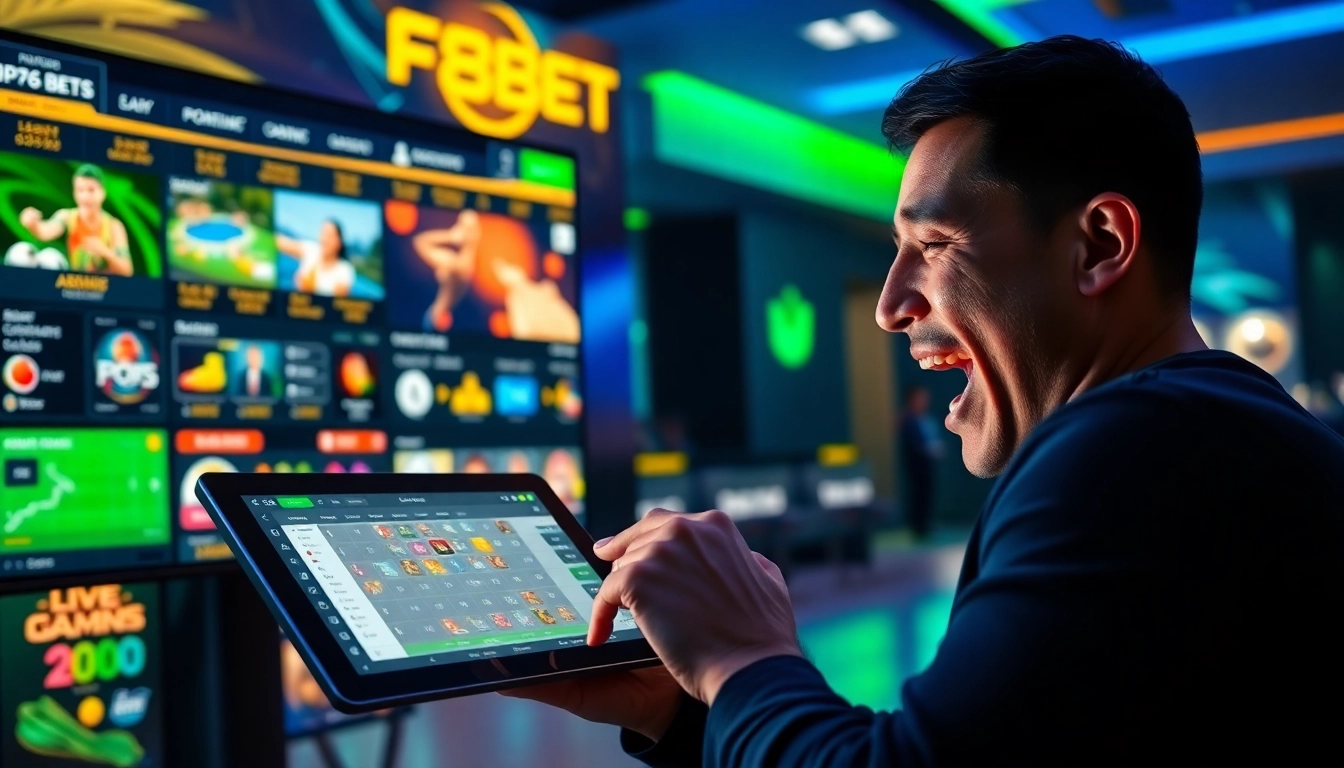 Engaging F88BET online gaming interface with dynamic sports and casino options.