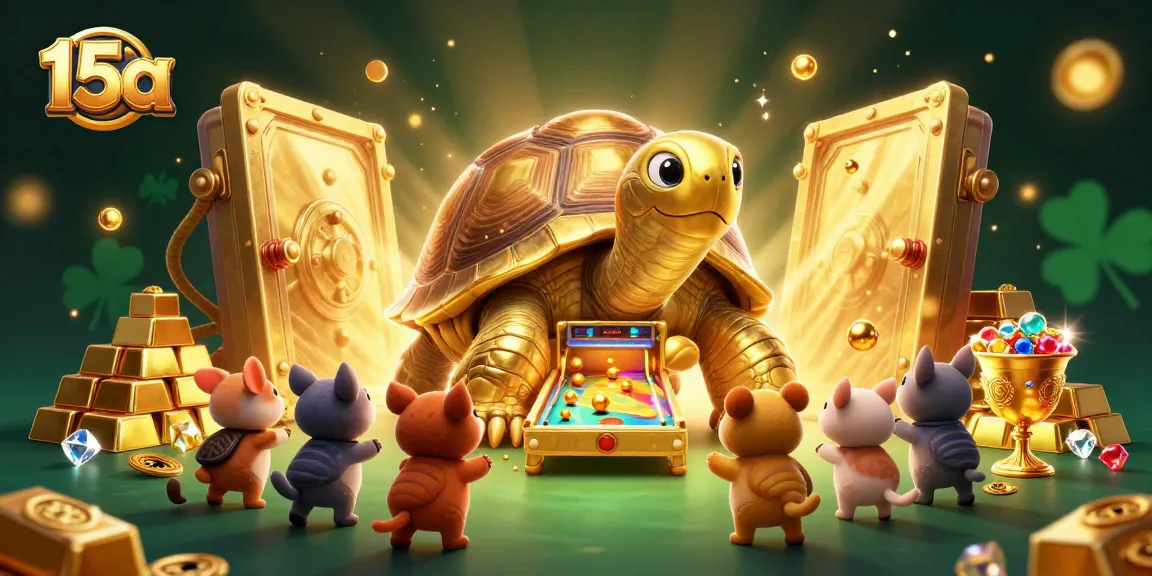 Experimente a emoção do 15a com a divertida ilustração de cassino digital e um cativante tartaruga de ouro.