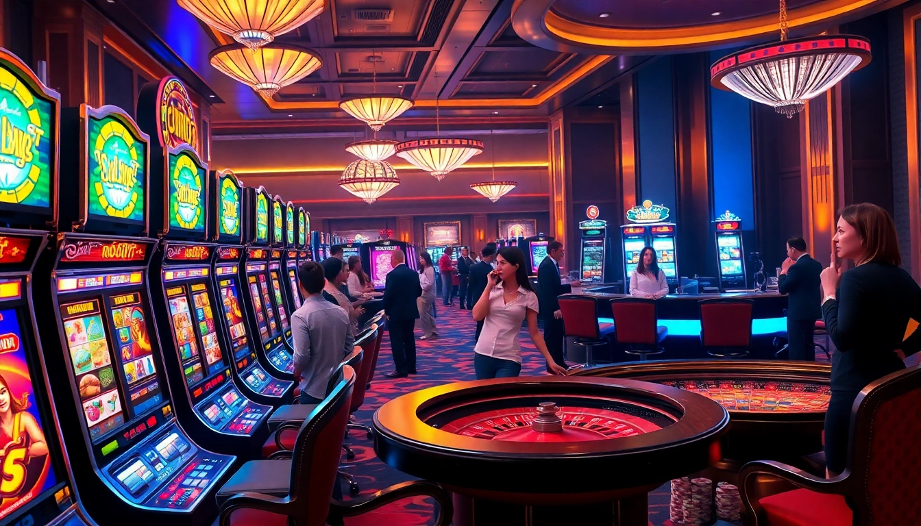 Players experiencing the excitement of idnslot games at a vibrant casino.