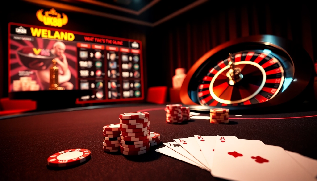 Link vào uk88 by enjoying an upscale casino experience featuring a poker table, chips, and digital interfaces.