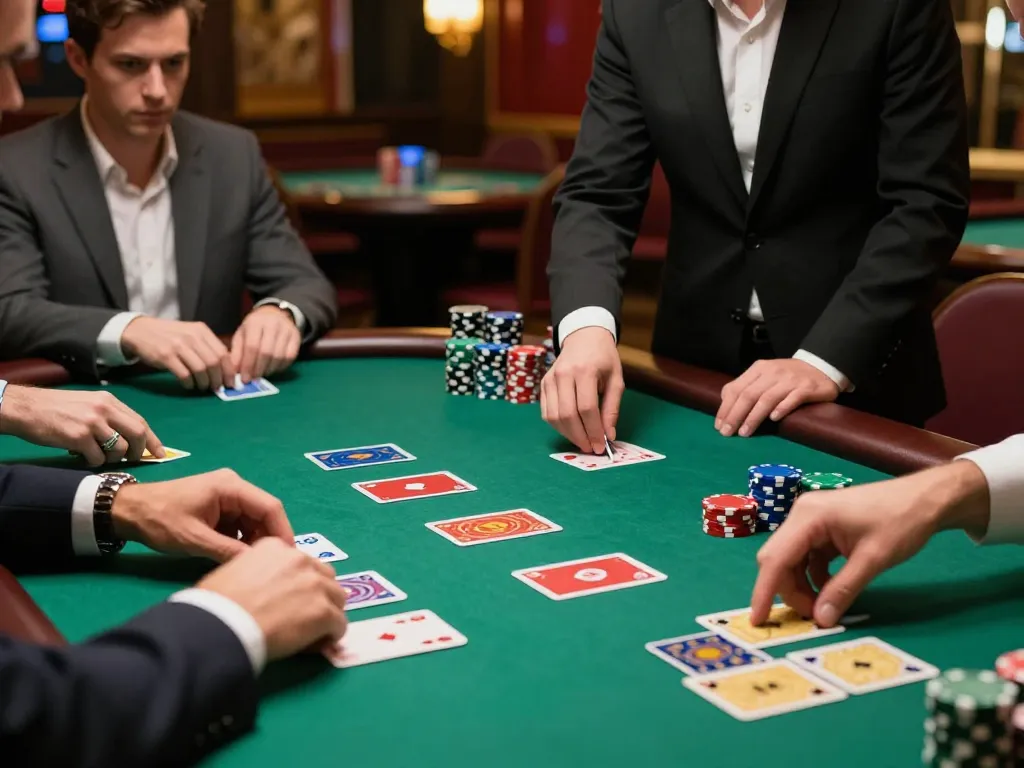 Players strategizing at a lively blackjack table while focusing on TT88 game dynamics.