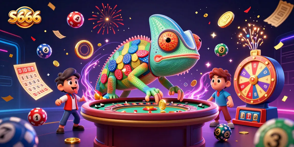 Experience the thrill of S666 casino with a vibrant chameleon owner and dynamic gaming elements.