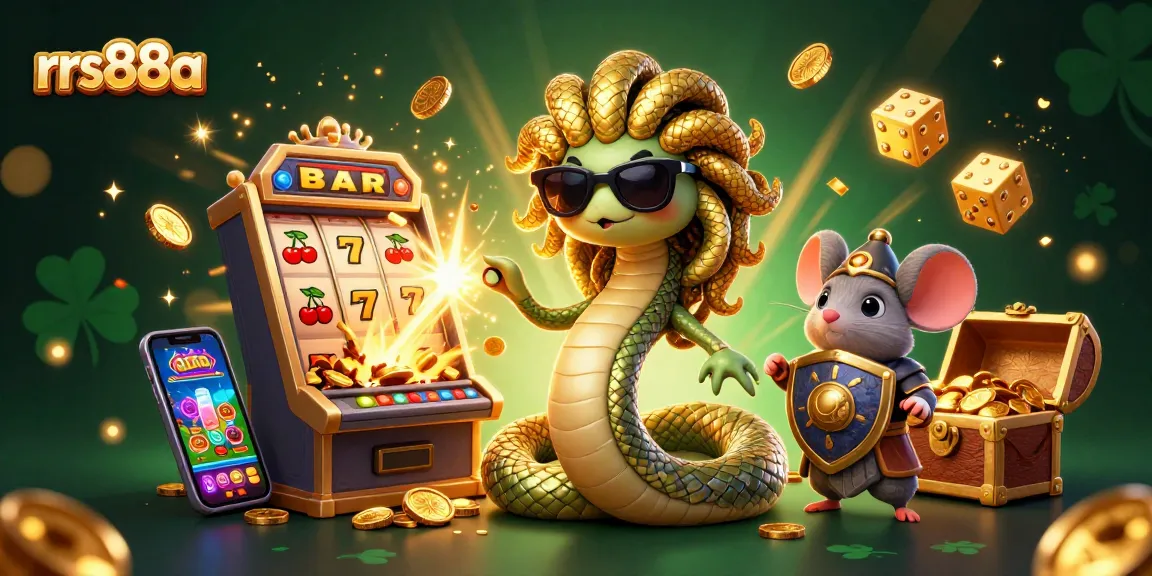 Experience exciting gameplay with rrs88a's vibrant casino illustration showcasing dynamic slot elements and characters.