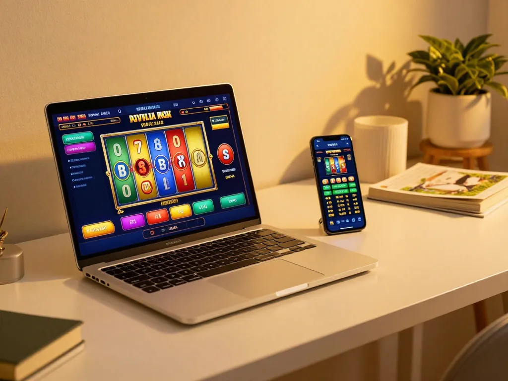 Player enjoying Slot Terpercaa experience with an engaging online slot game interface on laptop while relaxing at home