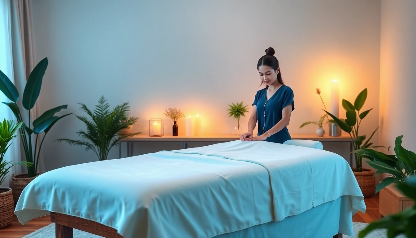 Relaxing home massage setup for 오산출장마사지 service with professional therapist.