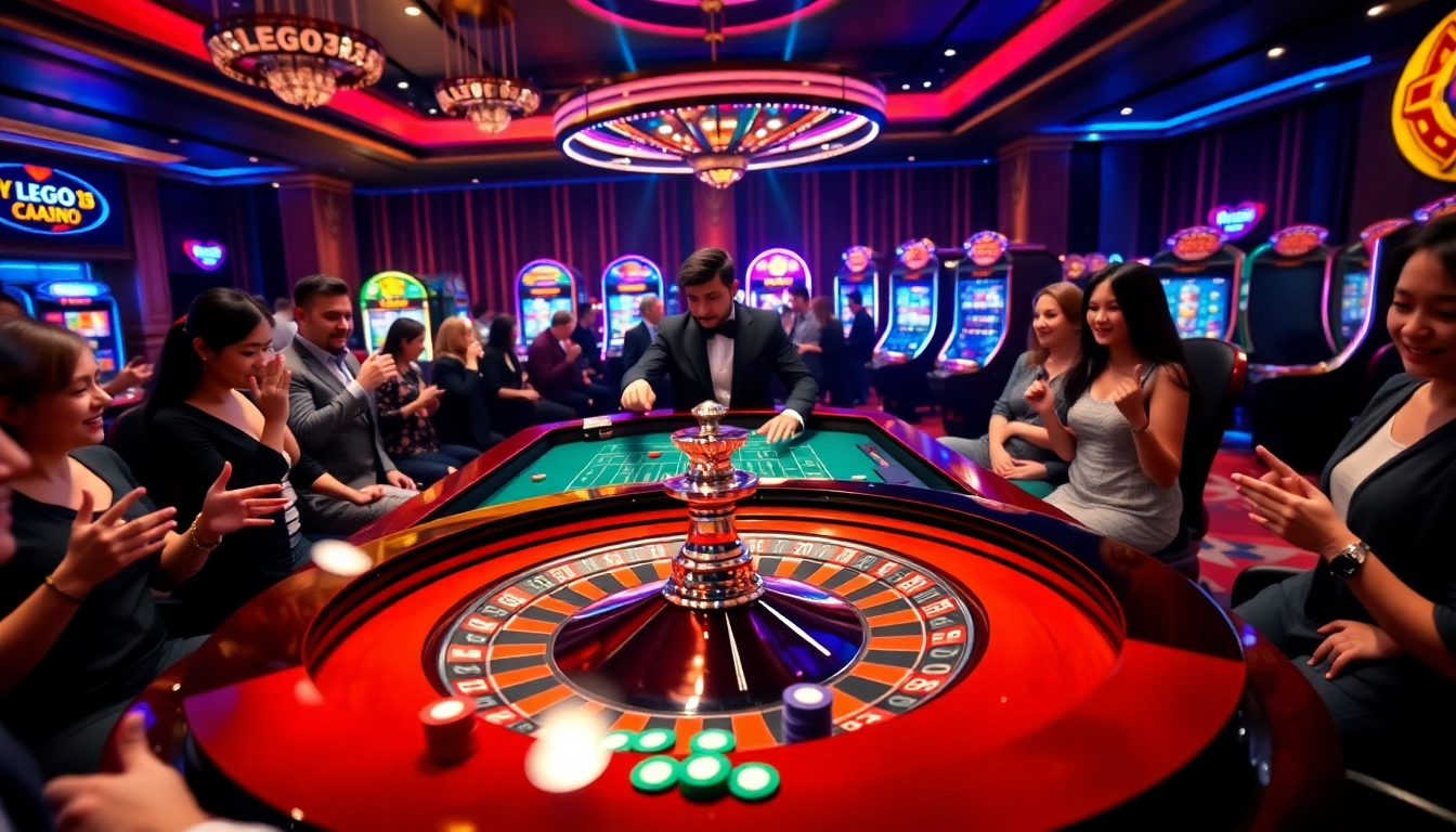 Experience the thrill of winning on LEGO138 at a vibrant casino table with spinning roulette.