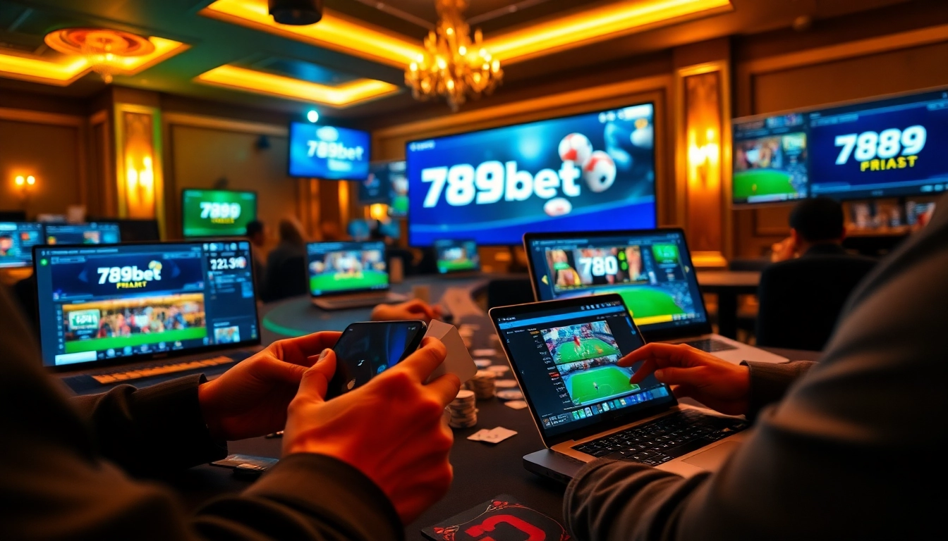 789bet gaming experience with diverse casino games and sports betting options in a vibrant setting.