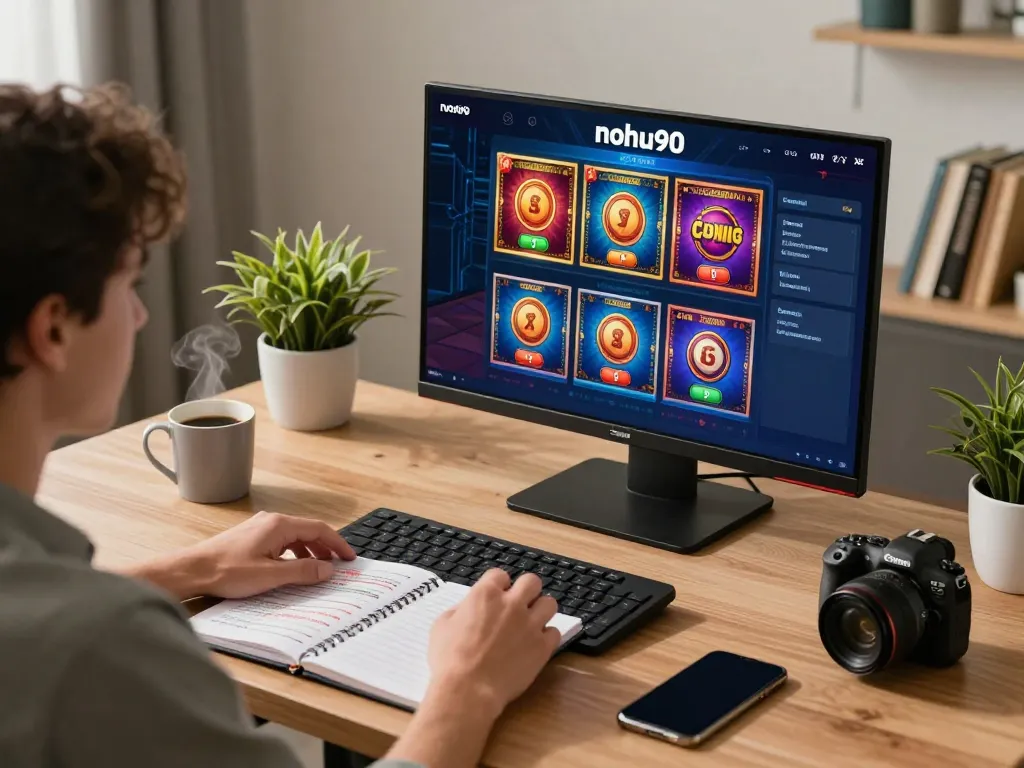 Nohu90 users enjoy thrilling online slots while betting responsibly in a cozy home setup.