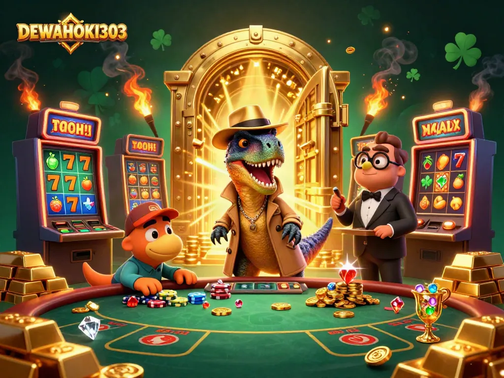 DEWAHOKI303 memberikan peluang jackpot menarik melalui ilustrasi kasino digital yang penuh warna.