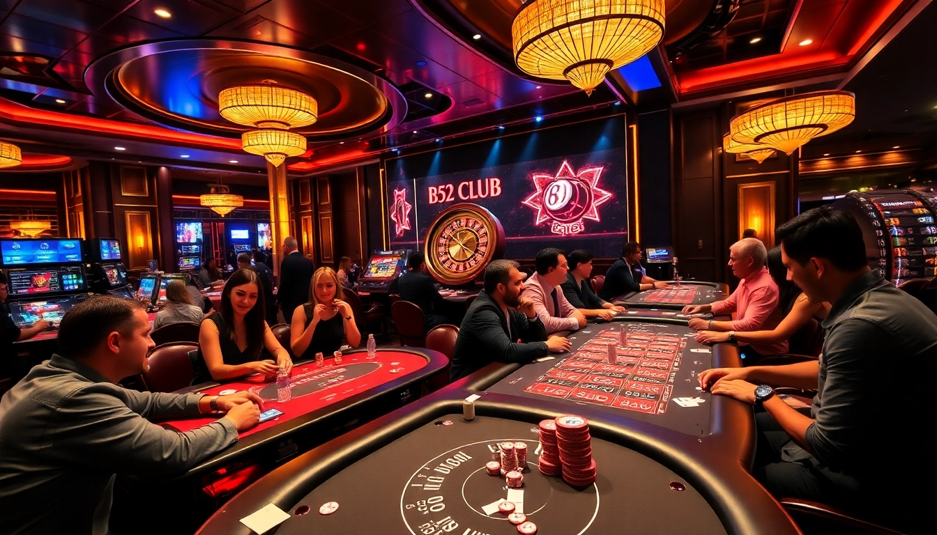 B52 CLUB – Players enjoying vibrant casino games at B52 CLUB with colorful chips and lively atmosphere.