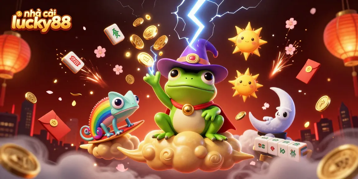 Experience excitement with nhà cái lucky88 in this vivid 3D illustration, showcasing a magical casino atmosphere.