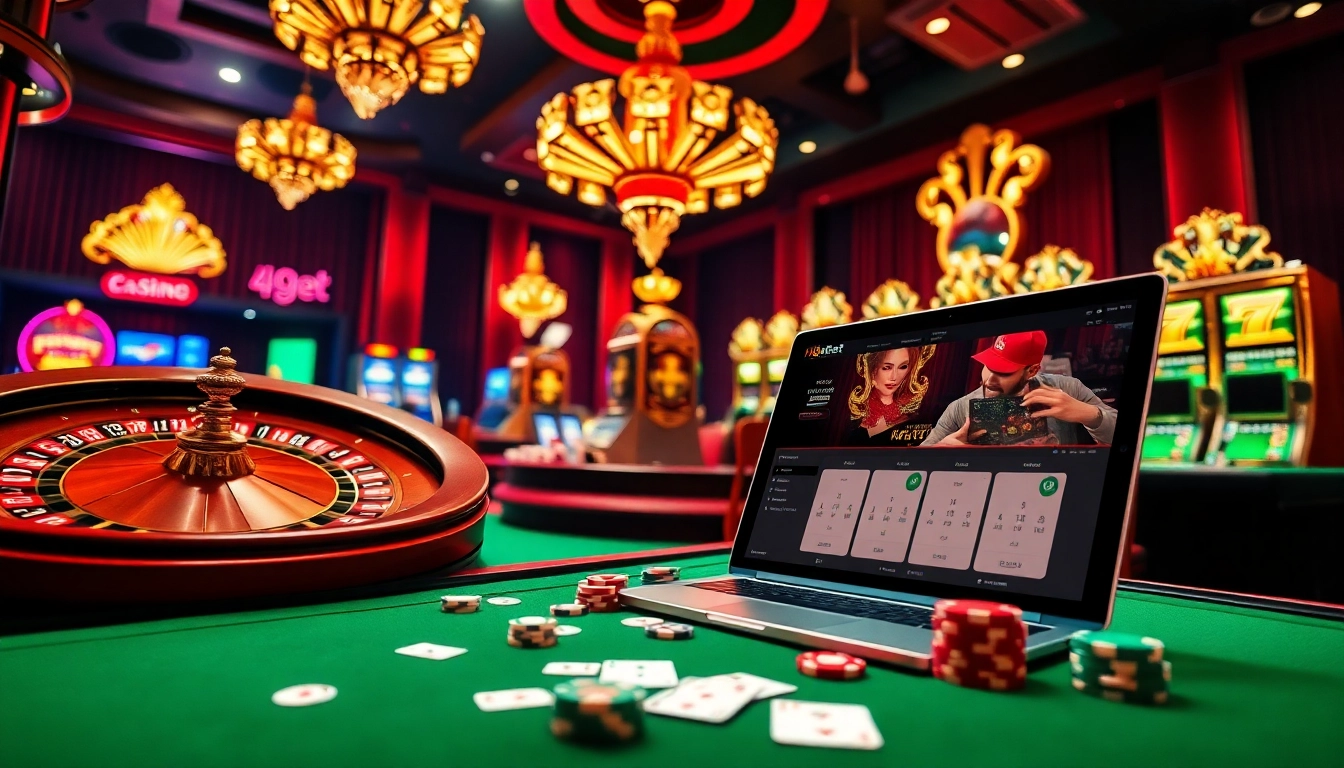 Experience the thrill of winning at i9bet with a vibrant casino scene featuring roulette, slots, and poker action.