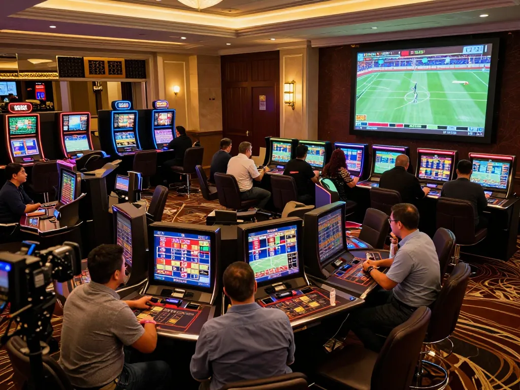 Max88 patrons engaged in live sports betting with excitement and dynamic screens.