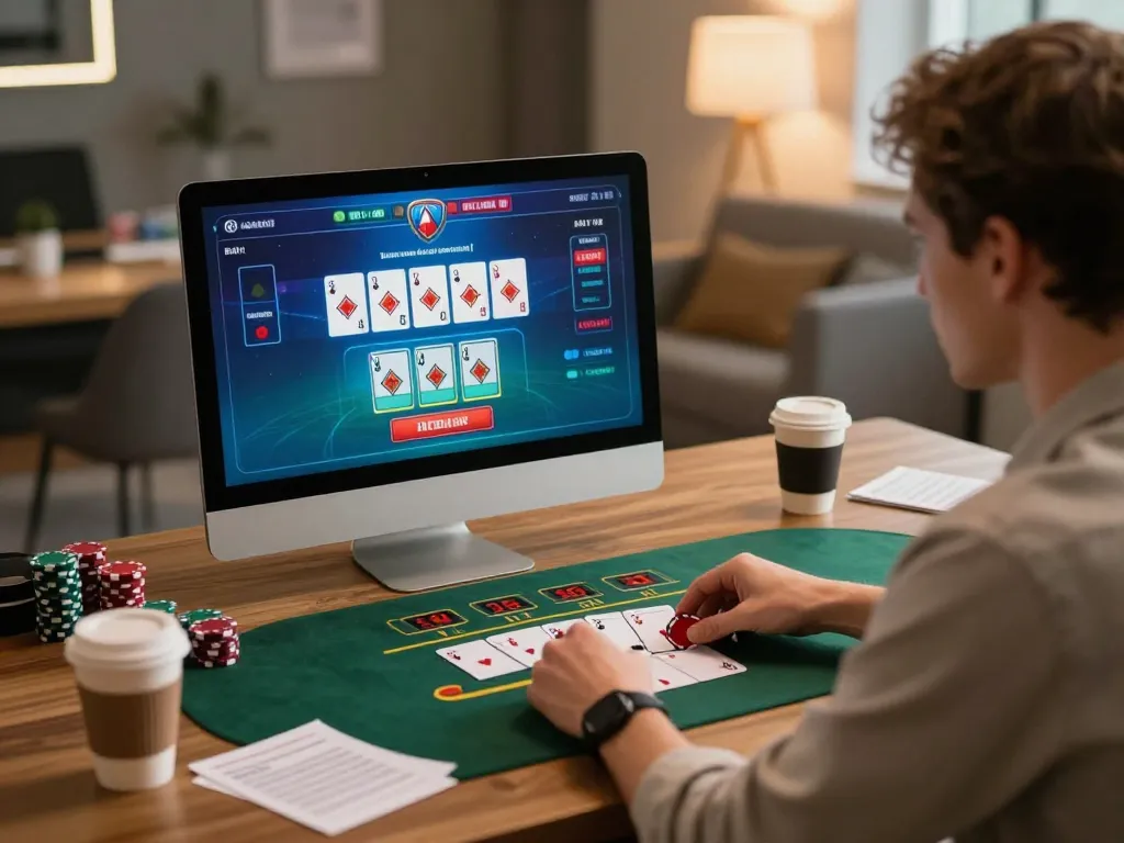 GA88 player enjoying a live dealer game, showcasing an engaging online gambling experience.