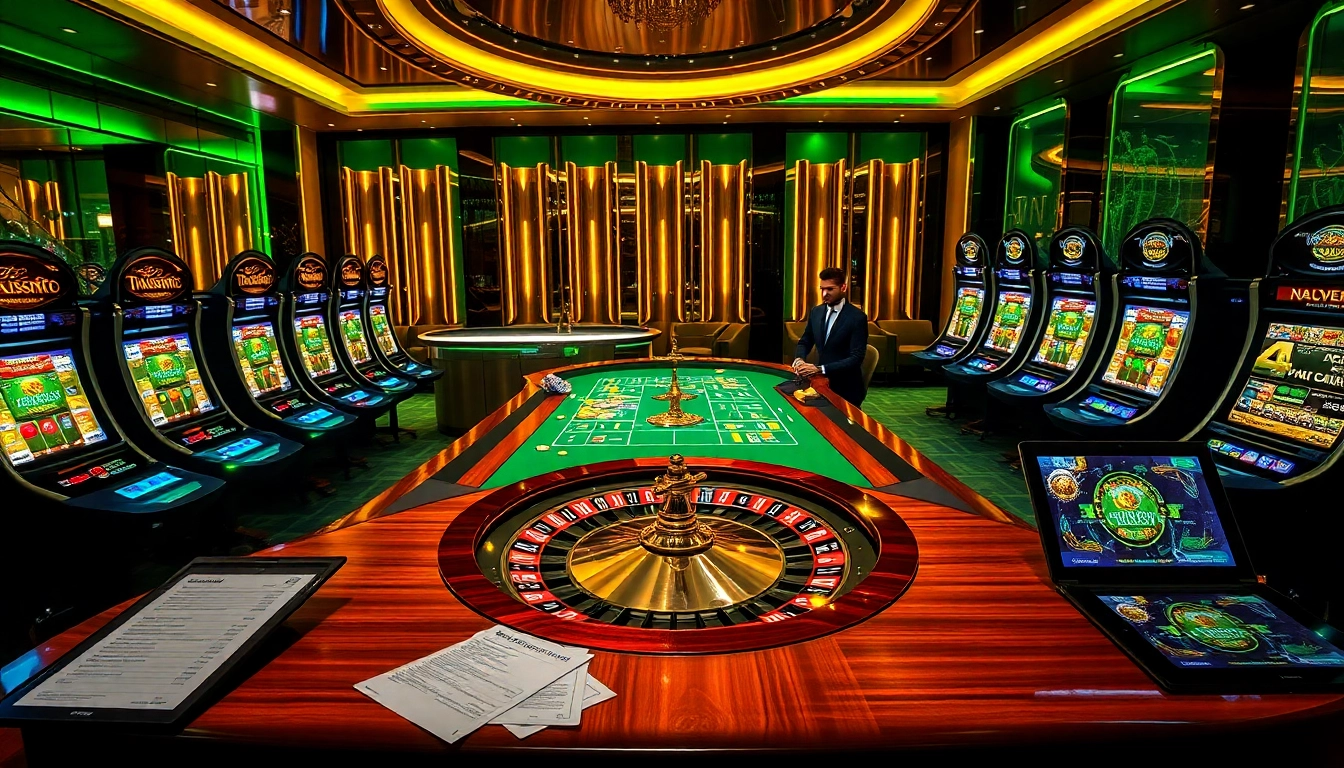Engaging digital live dealer casino scene showcasing Nhà cái uy tín with dynamic roulette and poker gameplay