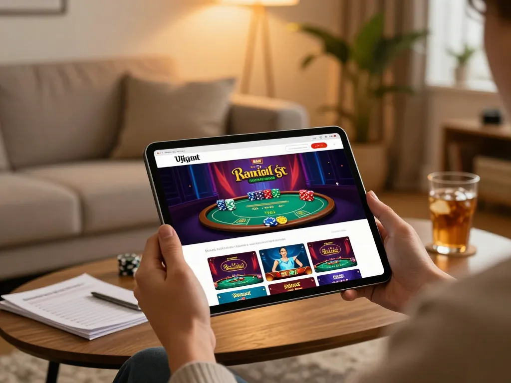 Engaging with luck8 net gaming app on a tablet in a cozy home setting while planning betting strategies.