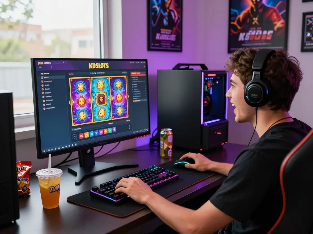 Engaging online gaming moment at KDSLOTS with vibrant visuals and dynamic setup.