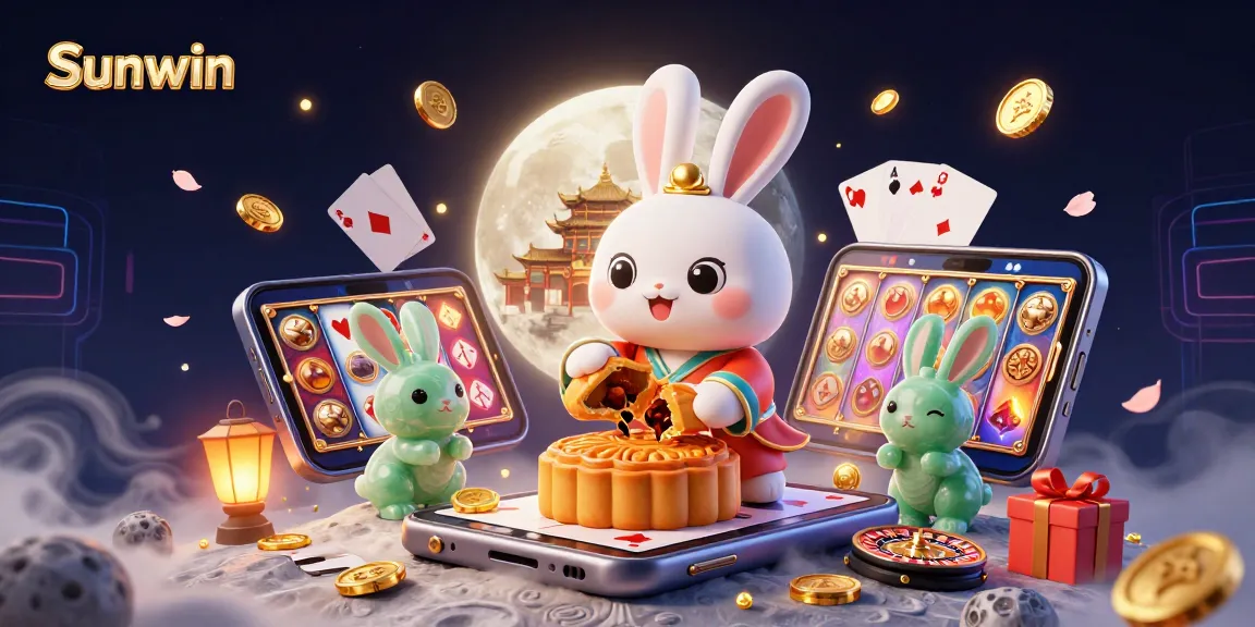 Embrace the excitement of Sunwin as the moon rabbit symbolizes luck while winning poker chips.