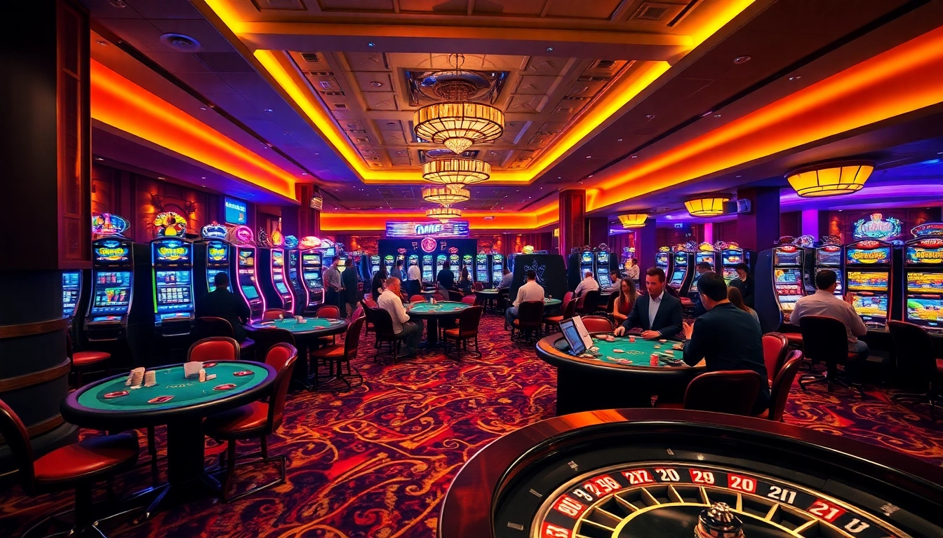 Experience the thrill of winning at Big Gaming Casino with vibrant tables and excited players.