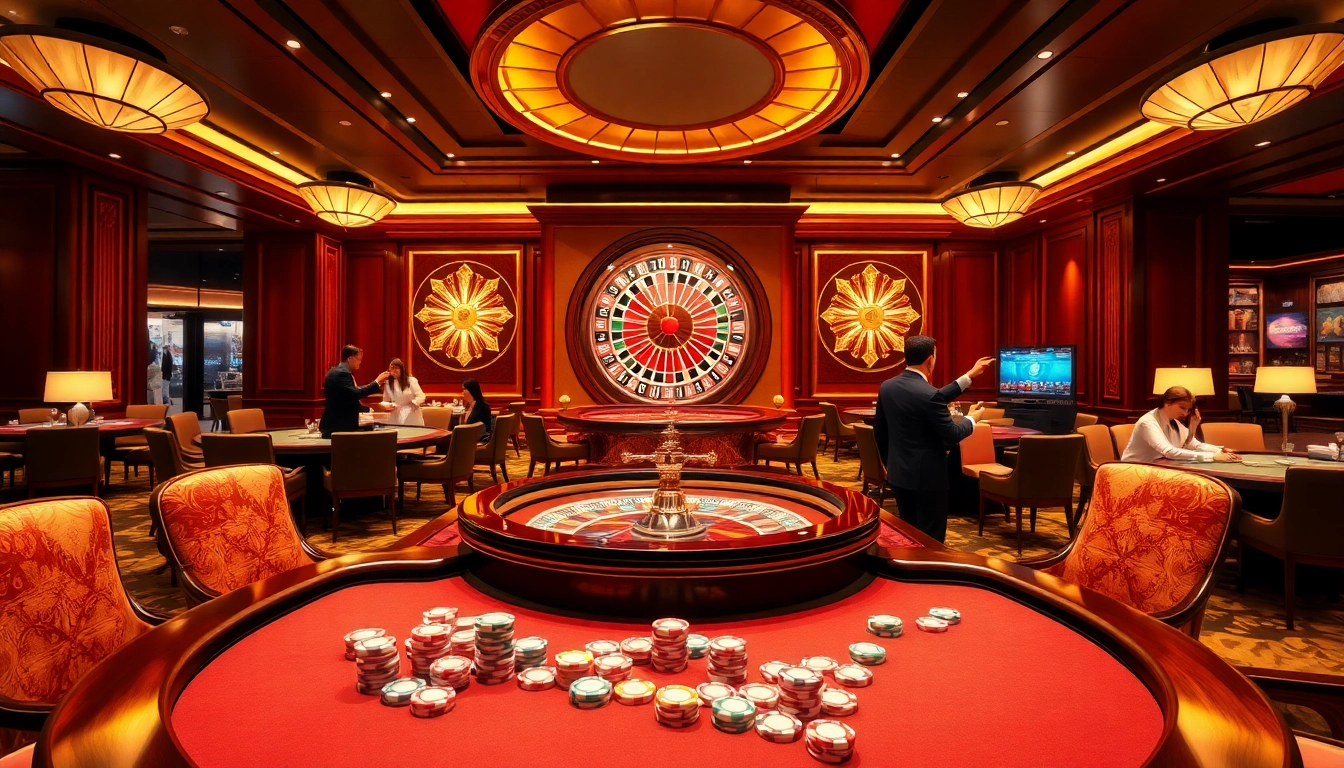Lively scene showcasing players engaged in lô đề uy tín at a luxurious casino table.