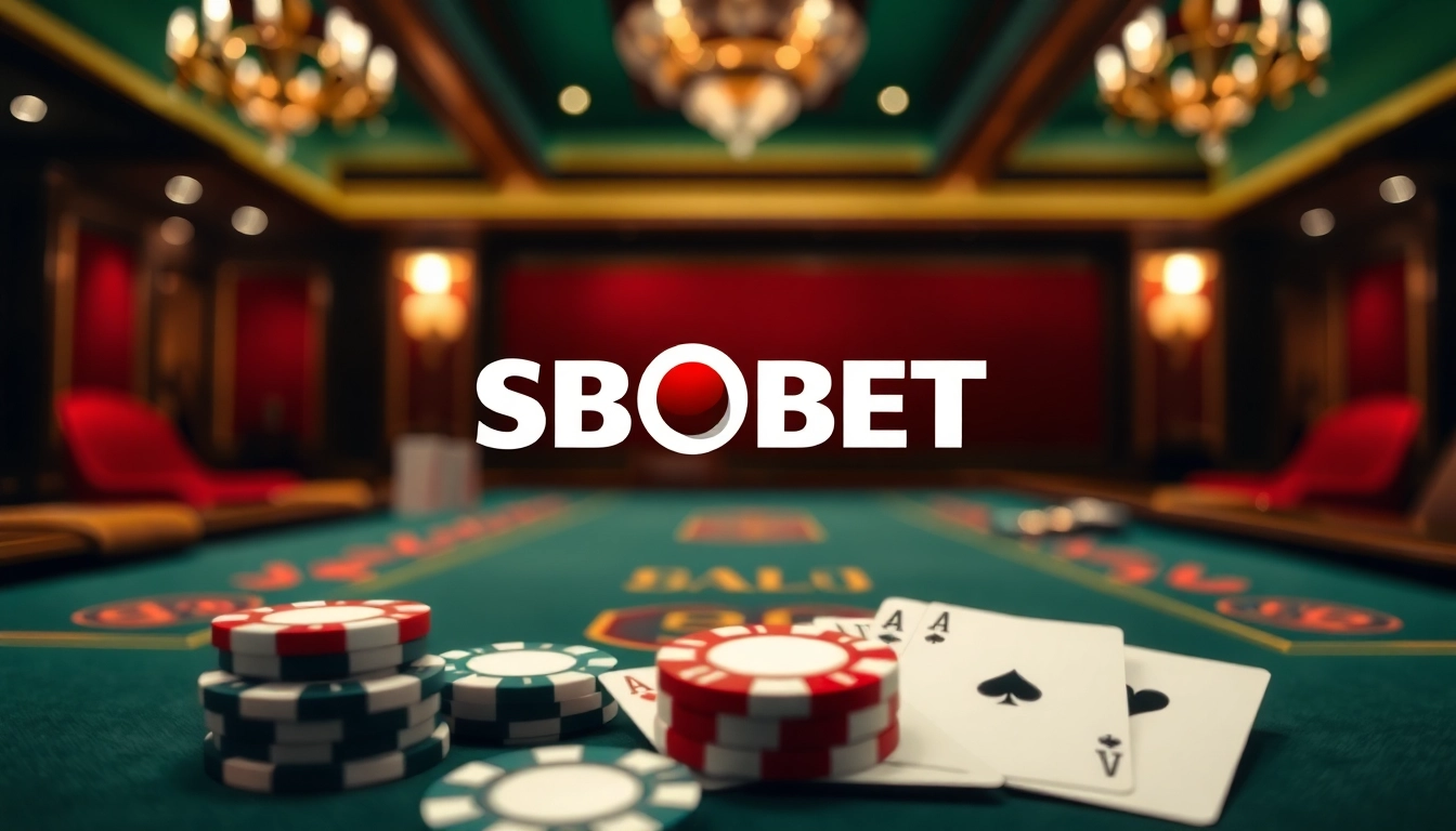 Memenangkan taruhan SBOBET dengan kartu dan chip di meja kasino yang elegan.