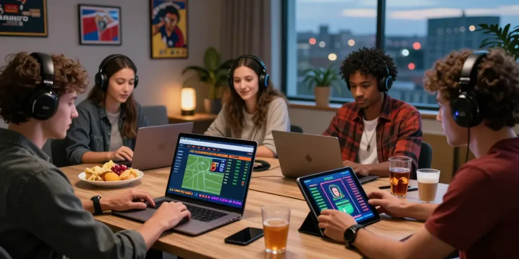 Exciting online betting scene showcasing players engaging with various devices for an enhanced xx88 gaming experience.