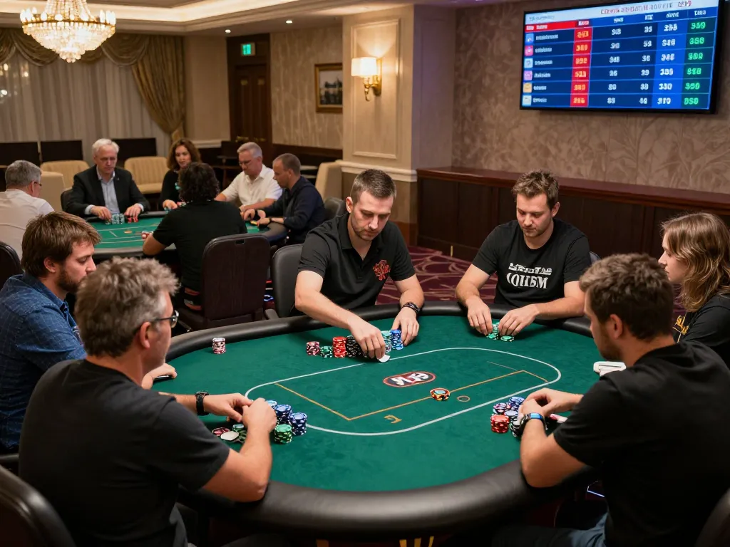 Players engage in a thrilling poker game at C168 casino, showcasing intense gameplay and luxurious atmosphere.