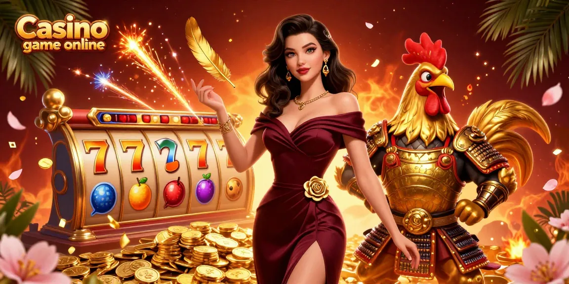 Engage with exciting Casino game online action, featuring slots and glamorous characters in a vibrant casino scene.