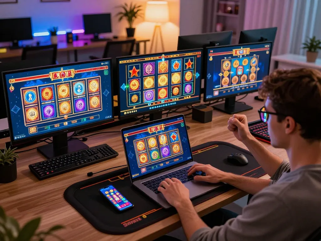 Engaging online gambling experience with 789CLUB gameplay on multiple screens in a modern home setup.