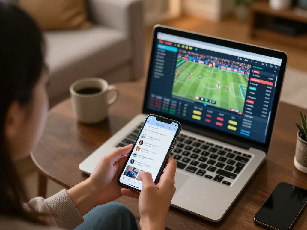 tip88 user engaging in strategic sports betting analysis on smartphone at home