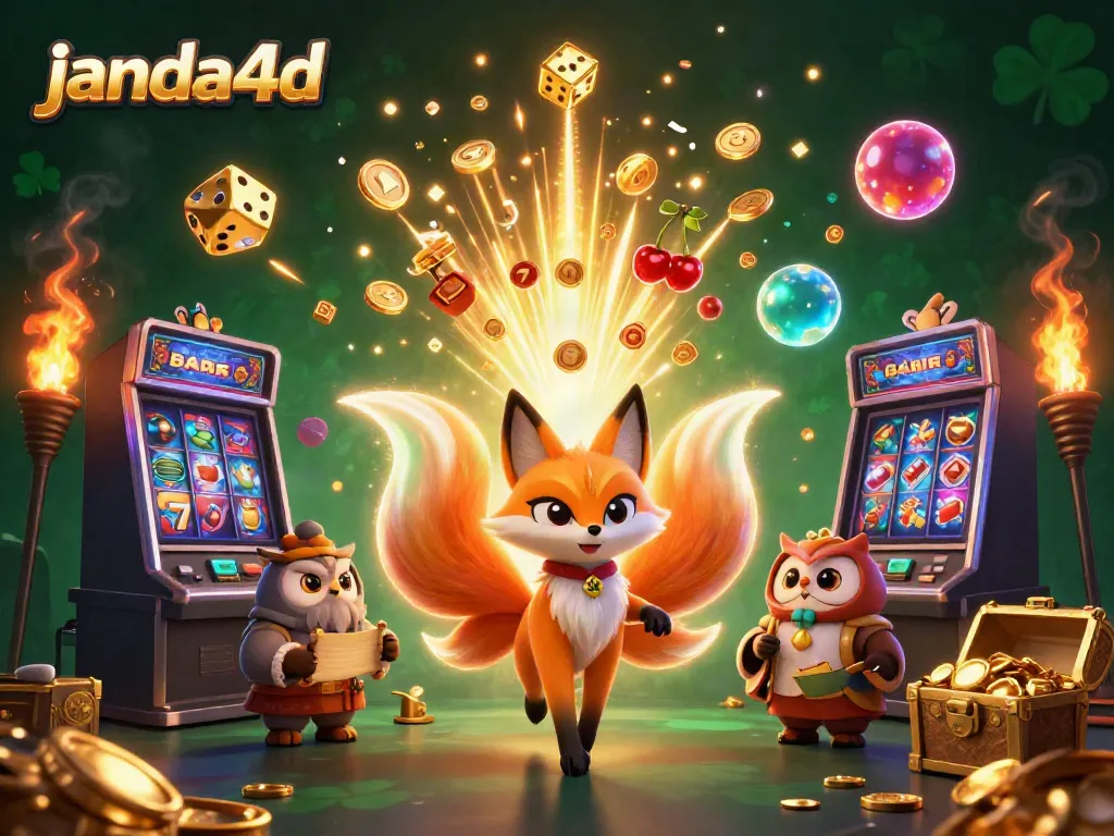Slot dan kemenangan beruntun dalam ilustrasi bercahaya di JANDA4D, gambaran permainan menarik.