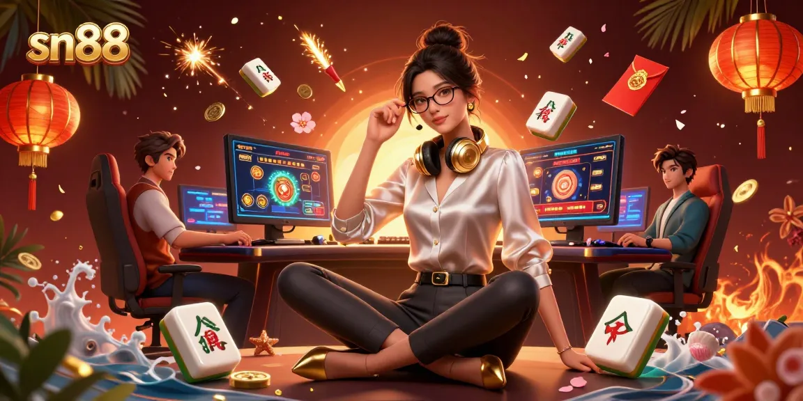 Experience thrilling games at sn88 with a professional gamer in a high-tech casino setup.