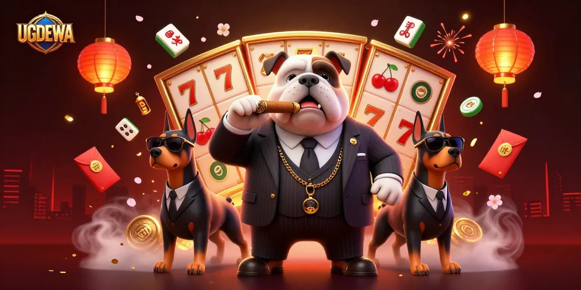 Play exciting slots with UGDEWA while enjoying dynamic casino-themed 3D artwork featuring bold characters.
