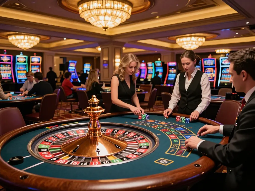 Players placing bets at the roulette table in the vibrant casino environment of Trang Chủ F168.