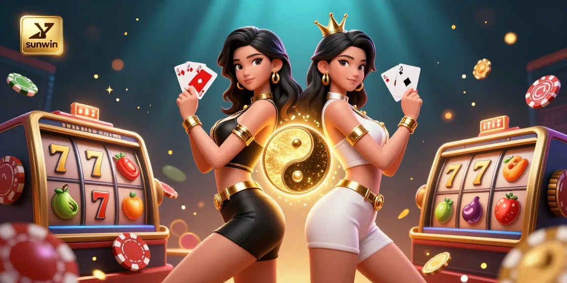 Play dynamic casino games with sunwin represented by twin Asian women showcasing their cards.