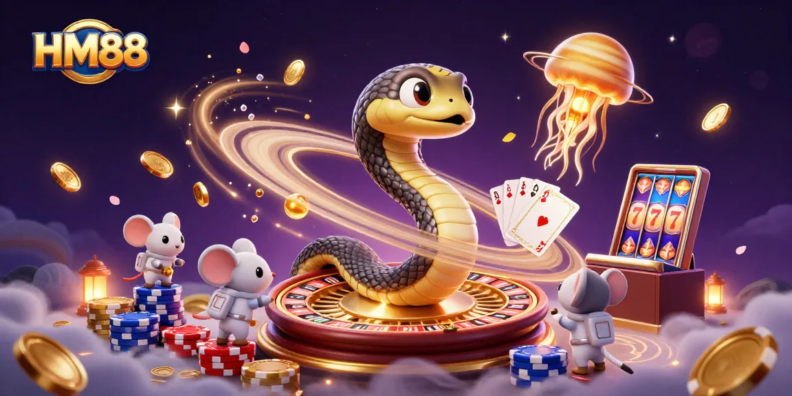 Experience thrilling gameplay at HM88 with cosmic characters and vibrant casino elements.