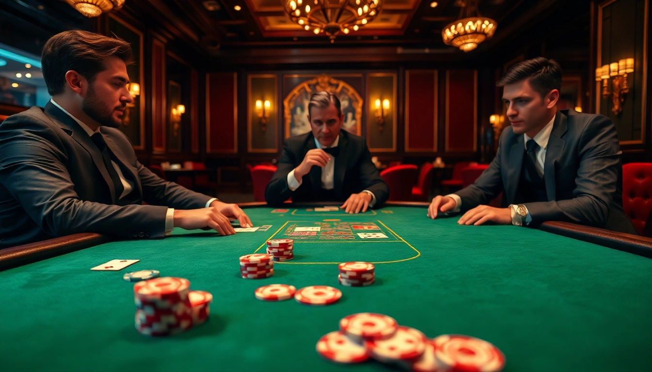 Engaging gameplay at AT99娛樂城 casino with players around an elegant poker table.