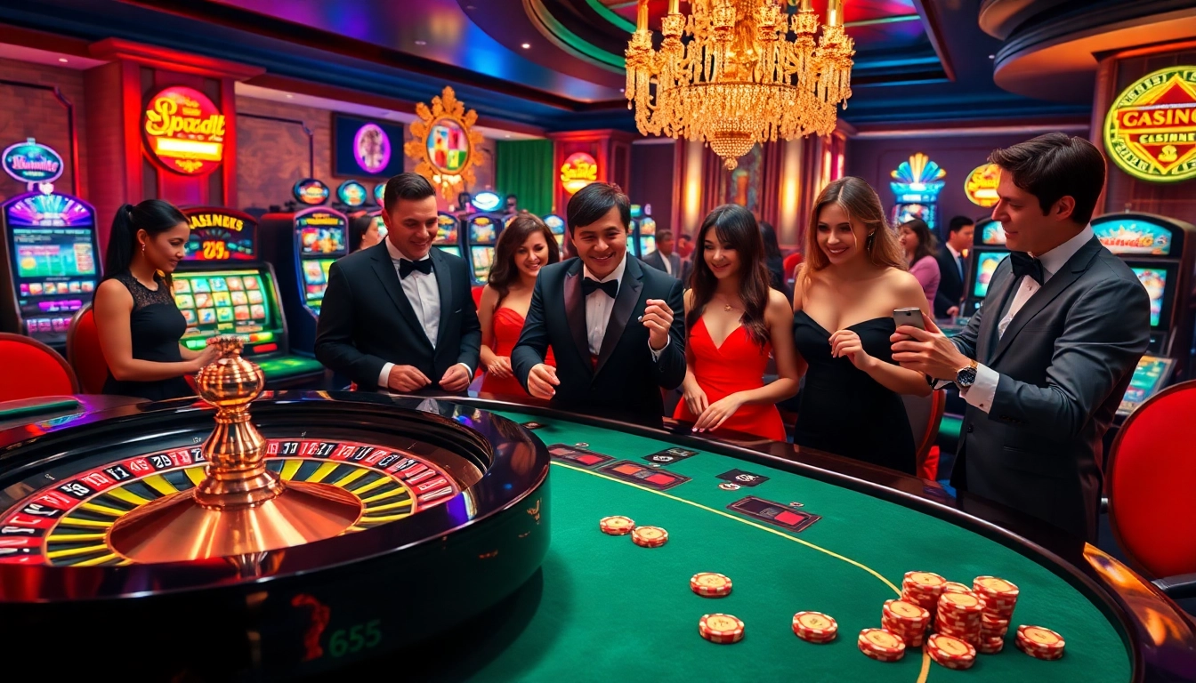 Experience the excitement of gambling at BL555 with players engaging at a high-stakes casino table.