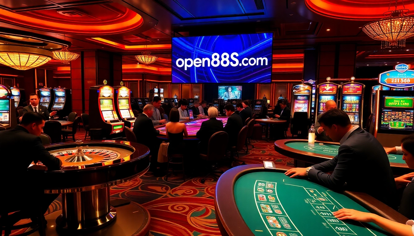 Engaging casino atmosphere featuring games at https://open88ss.com/, showcasing diverse gambling activities and excitement.