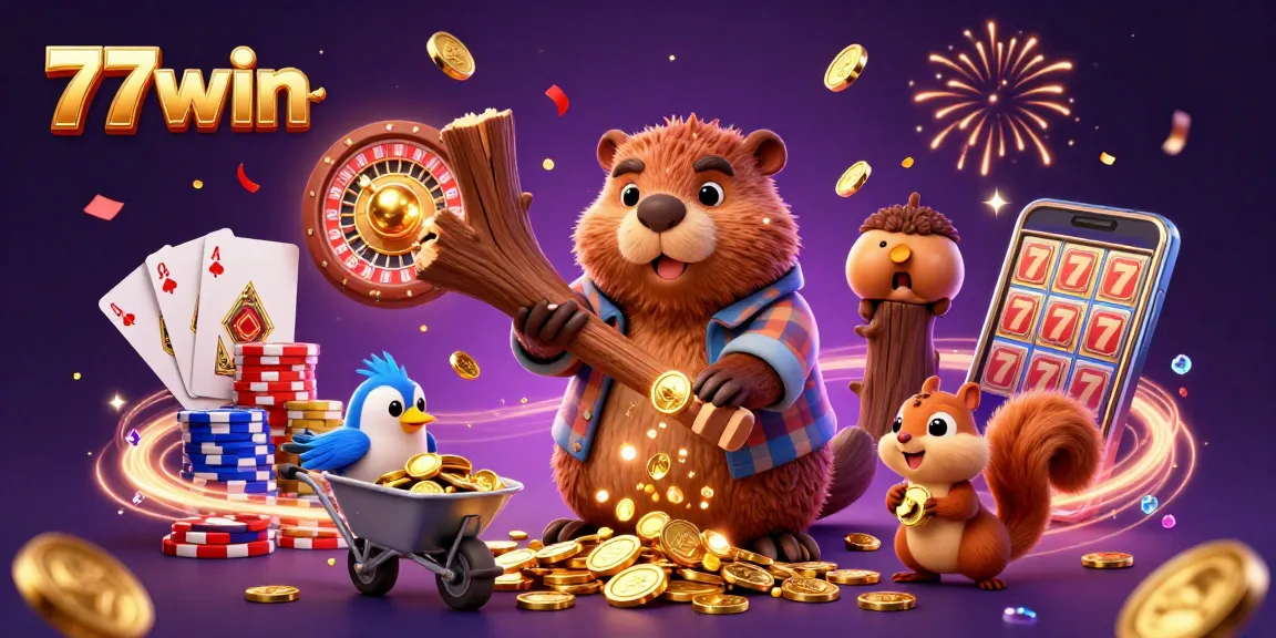 Experience the thrilling world of 77win with vibrant characters and engaging slot action.
